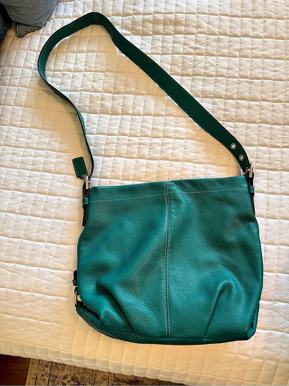 COACH Edie Leather Shoulder Bag in Green